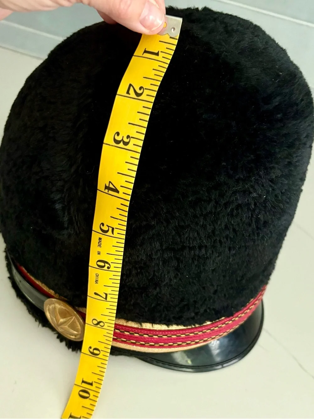 Ostwald Vtg Faux Fur Marching Band Busby Hat Black Drum Major Shako RedGold Trim